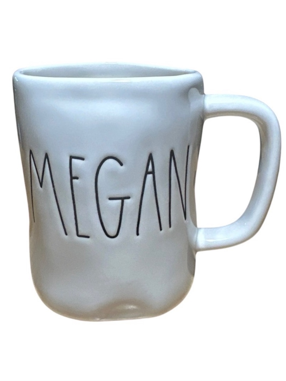 Rae Dunn White Ceramic Mug with Black Lettering - MEGAN